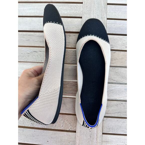 Rothys Tuxedo The Square Slip On Ballet Flat Shoes Size 9.5 / Excellent - Picture 3 of 14